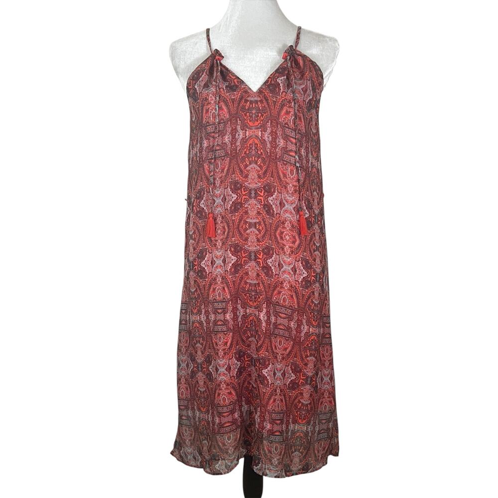 Lucky Brand Orange and Purple Boho Paisley Print Sleeveless Dress Size XS